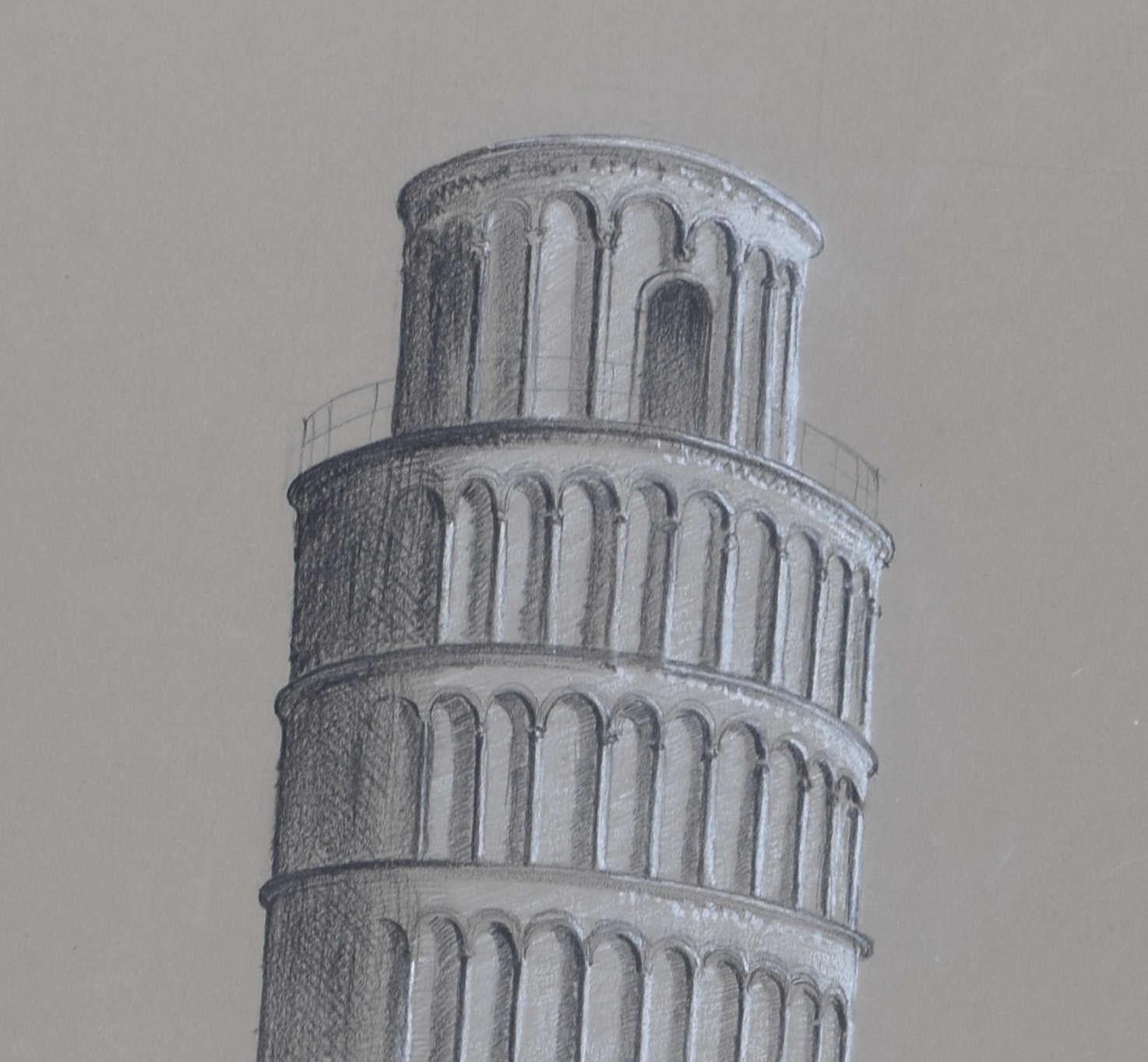 how to draw leaning tower of pisa