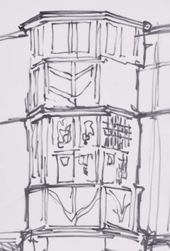 Das Queens' College in Cambridge, Zeichnung der Lodge des Präsidenten von Margaret Souttar