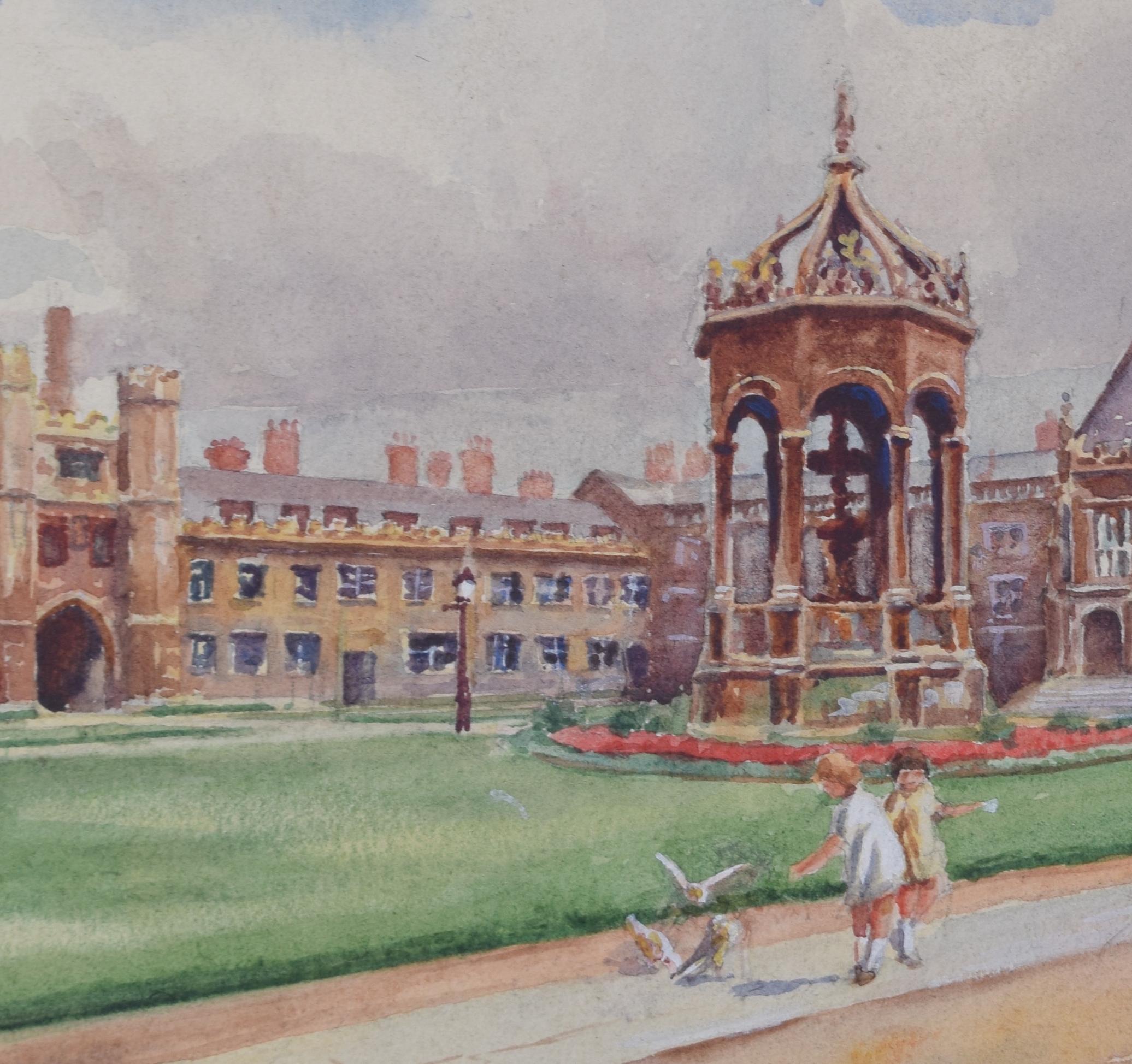 Trinity College, Cambridge, Great Court watercolour by Wilfred Pettitt For Sale 1