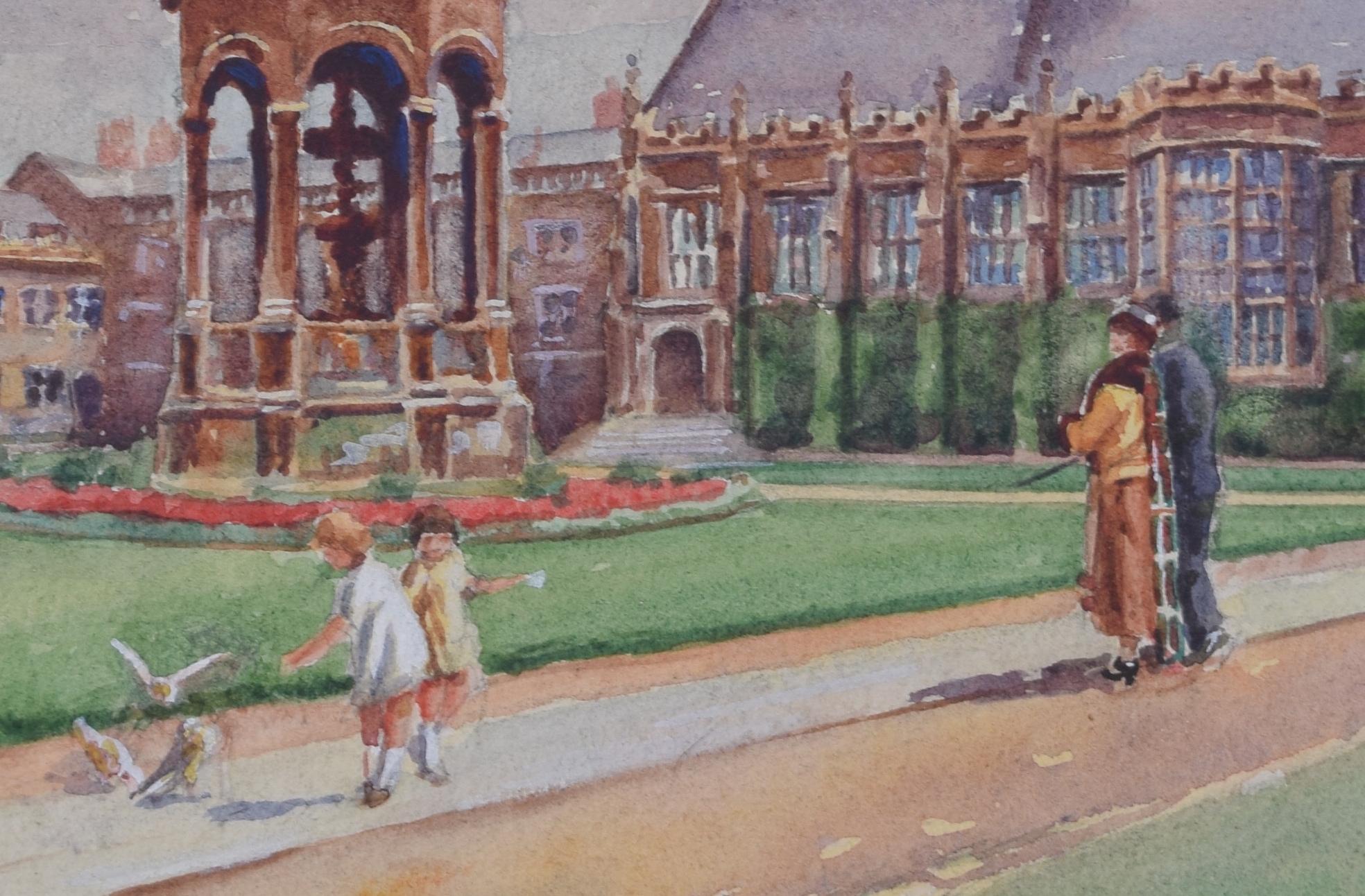 Trinity College, Cambridge, Great Court watercolour by Wilfred Pettitt For Sale 3