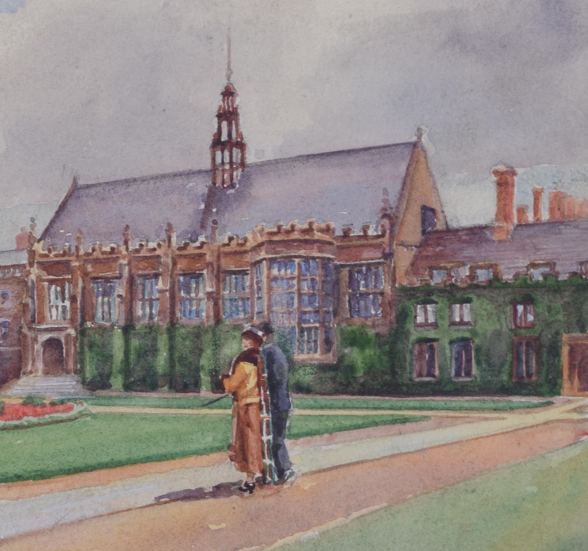 Trinity College, Cambridge, Great Court watercolour by Wilfred Pettitt For Sale 2