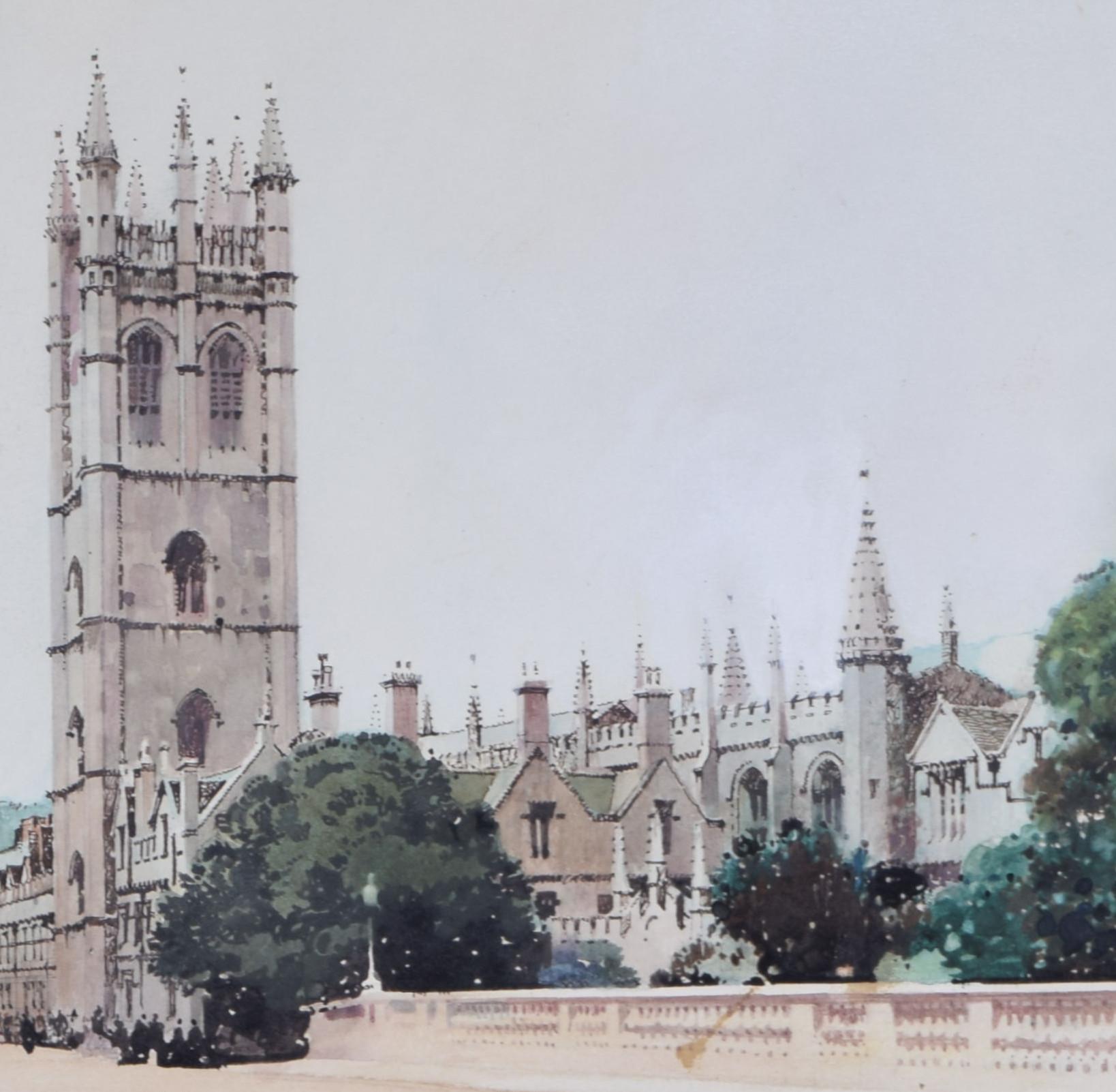 Aquarelle de la tour Magdalen, Magdalen College, Oxford, de Fred Taylor en vente 2