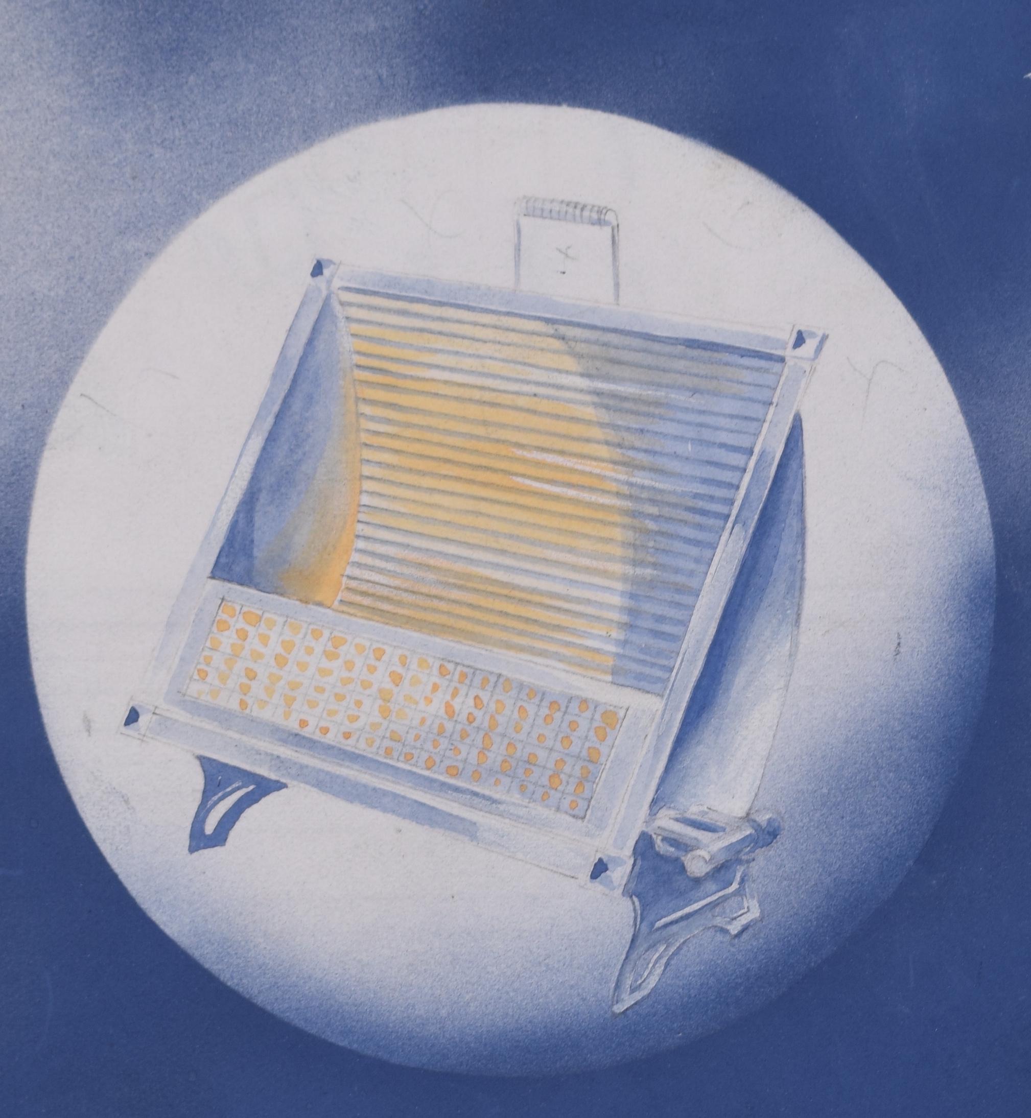 Nocturne Portable Gas Heater brochure painted Art Deco design by Brownbridge For Sale 1