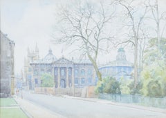 Aquarelle de Bernard Gotch représentant le Clarendon Building et le Sheldonian Theatre, Oxford