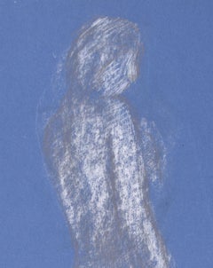 Standing Nude female figure chalk drawing by Hilary Hennes