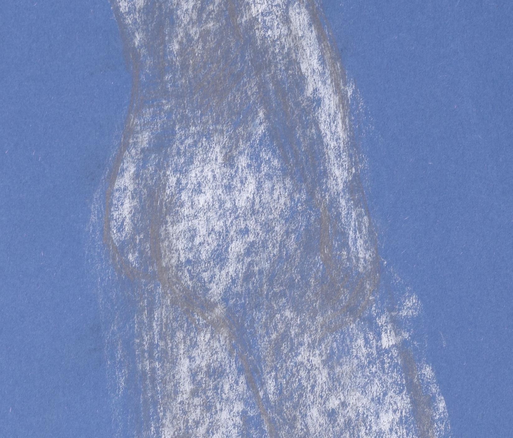 Standing Nude female figure chalk drawing by Hilary Hennes For Sale 2