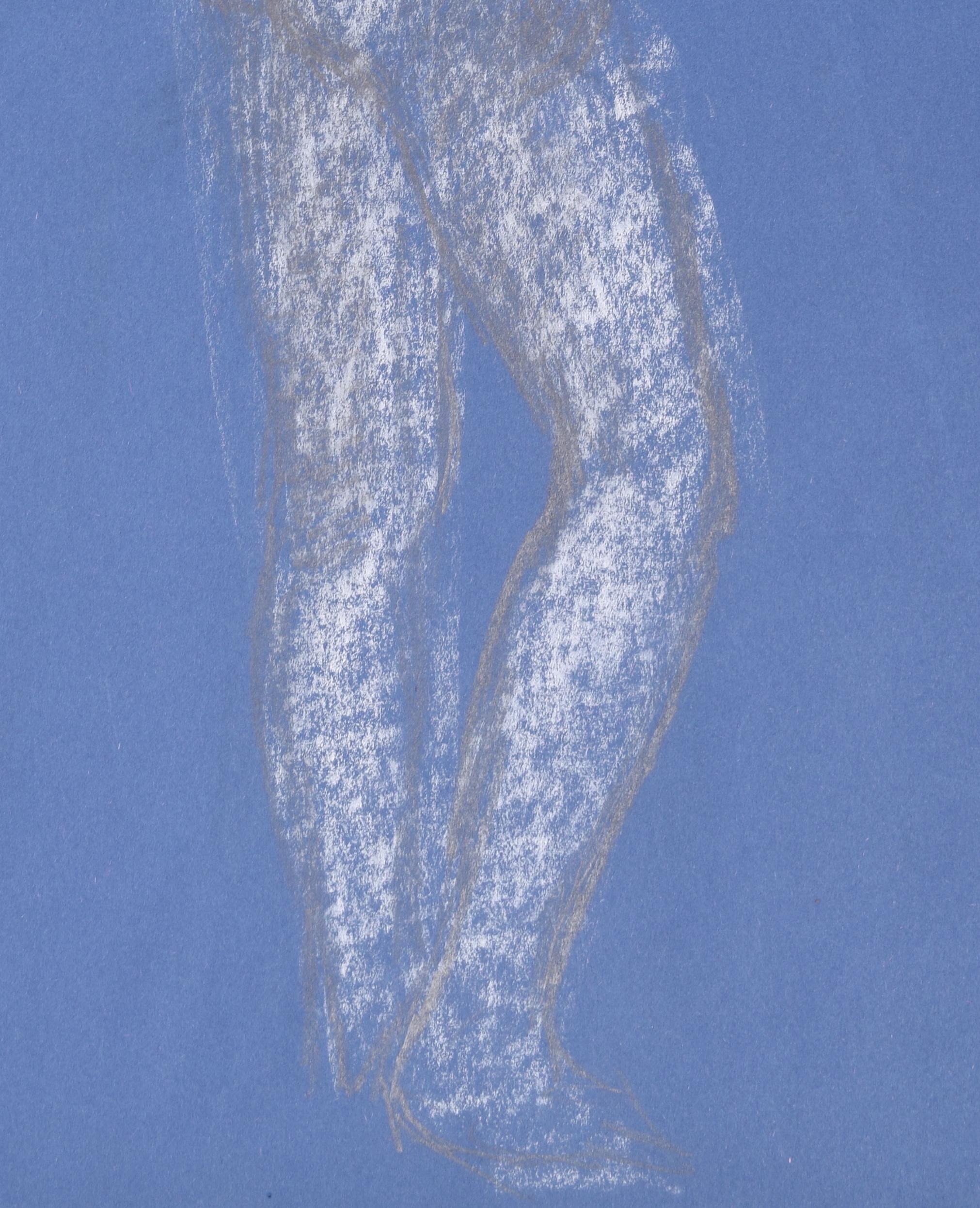 Standing Nude female figure chalk drawing by Hilary Hennes For Sale 3