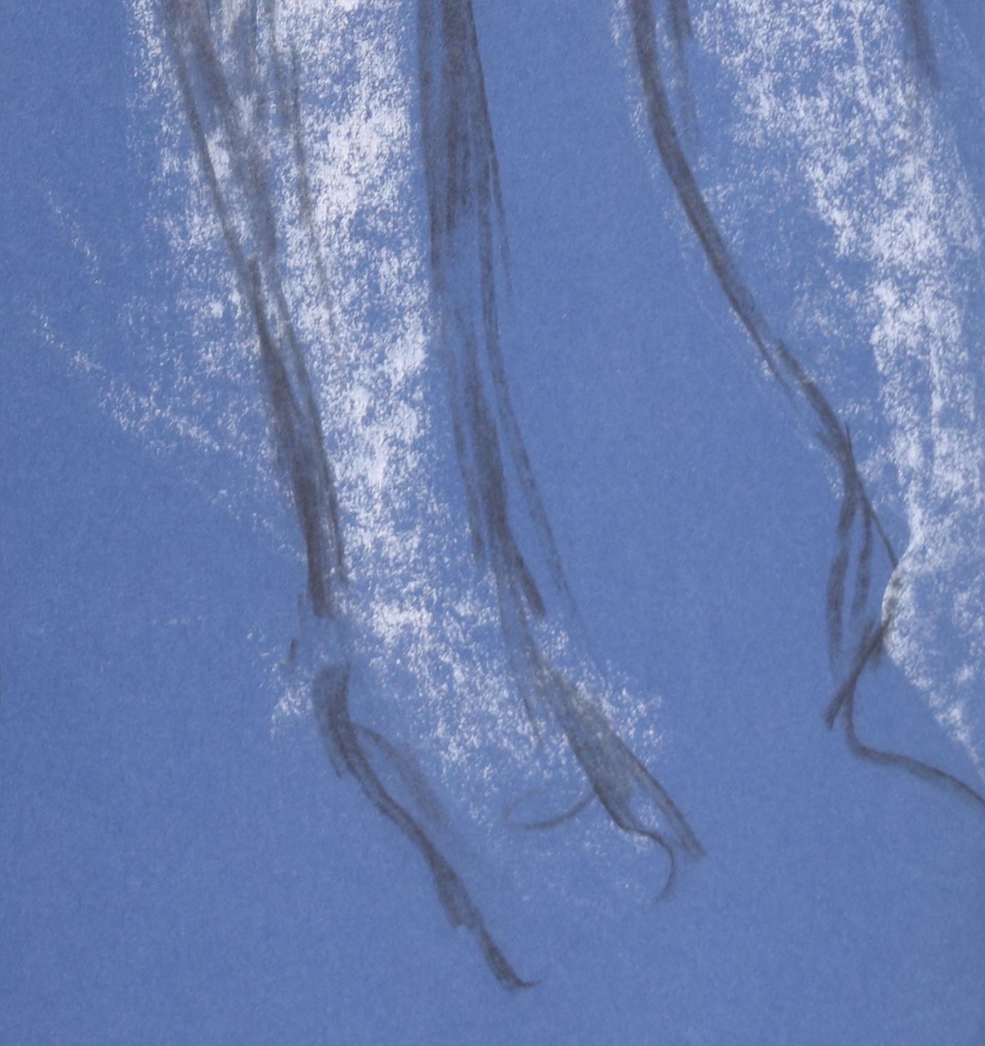 Peinture à la craie représentant une femme nue assise par Hilary Hennes en vente 4