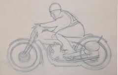 Antique Motorcyclist drawing by Gerald Mac Spink