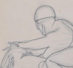 Motorradfahrer-Zeichnung von Gerald Mac Spink