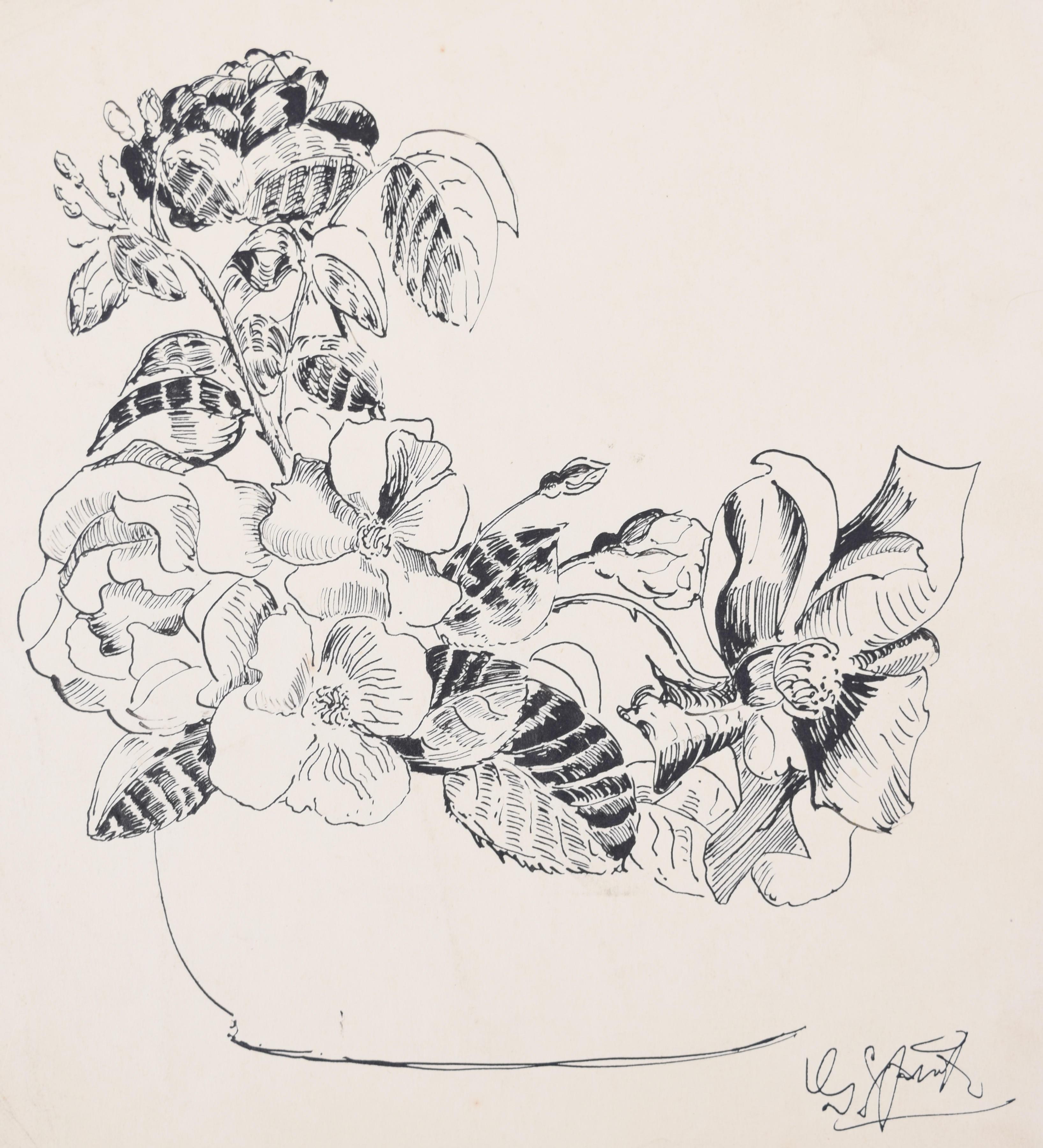 Blumenstillleben-Studie-Zeichnung von Gerald Mac Spink
