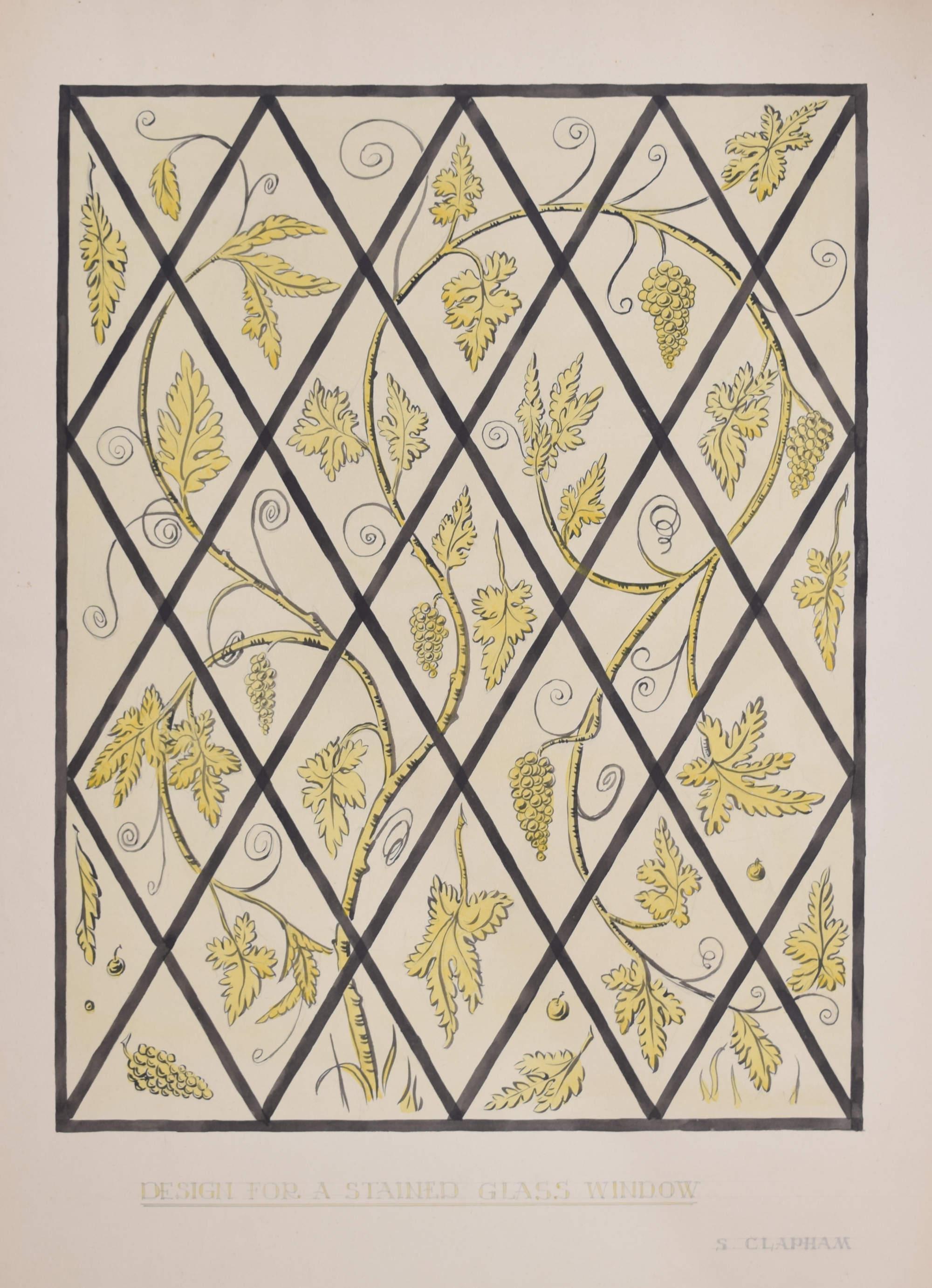 To see more, scroll down to "More from this Seller" and below it click on "See all from this Seller." 

S Clapham (active 1940 - 1960)
Design for a Stained Glass Window
Watercolour
71 x 56 cm

Signed lower right.

A beautiful stained glass window
