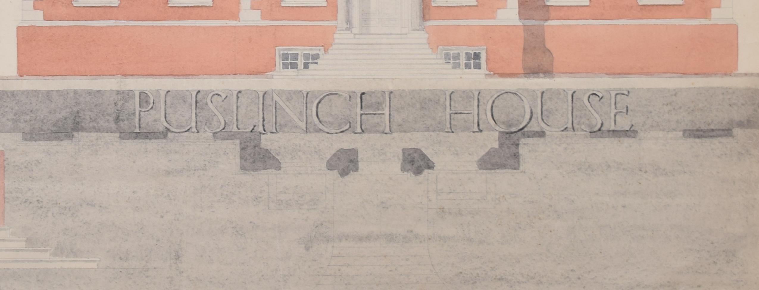 Puslinch House, Devon architectural watercolour by S Clapham c. 1950 For Sale 3