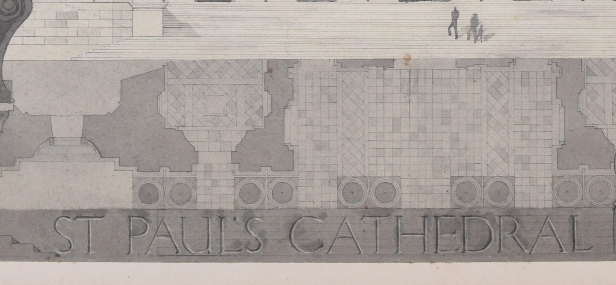 Acquerello architettonico della Cattedrale di Paul di S Clapham in vendita 6