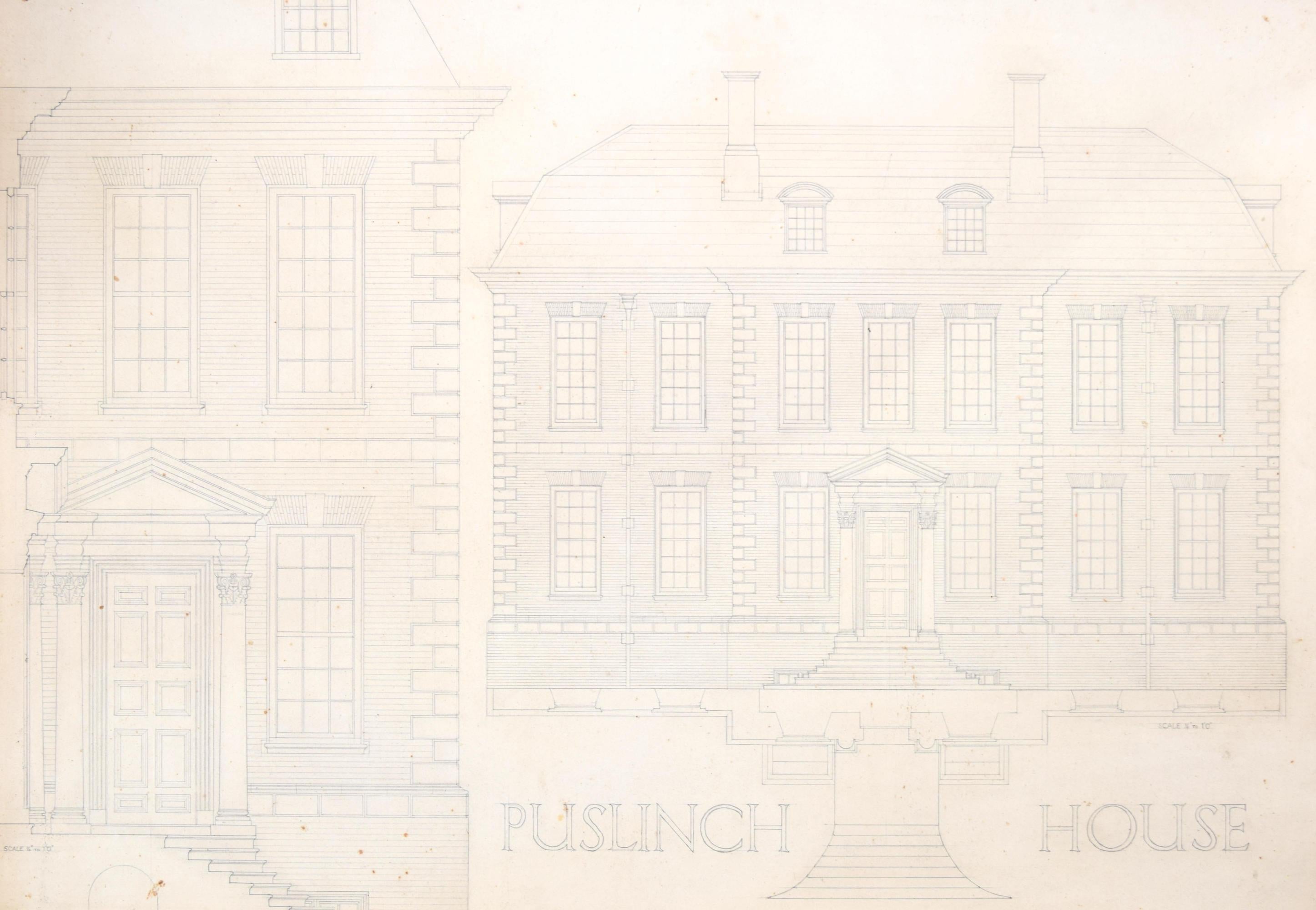 Puslinch House, Devon architectural drawing by S Clapham