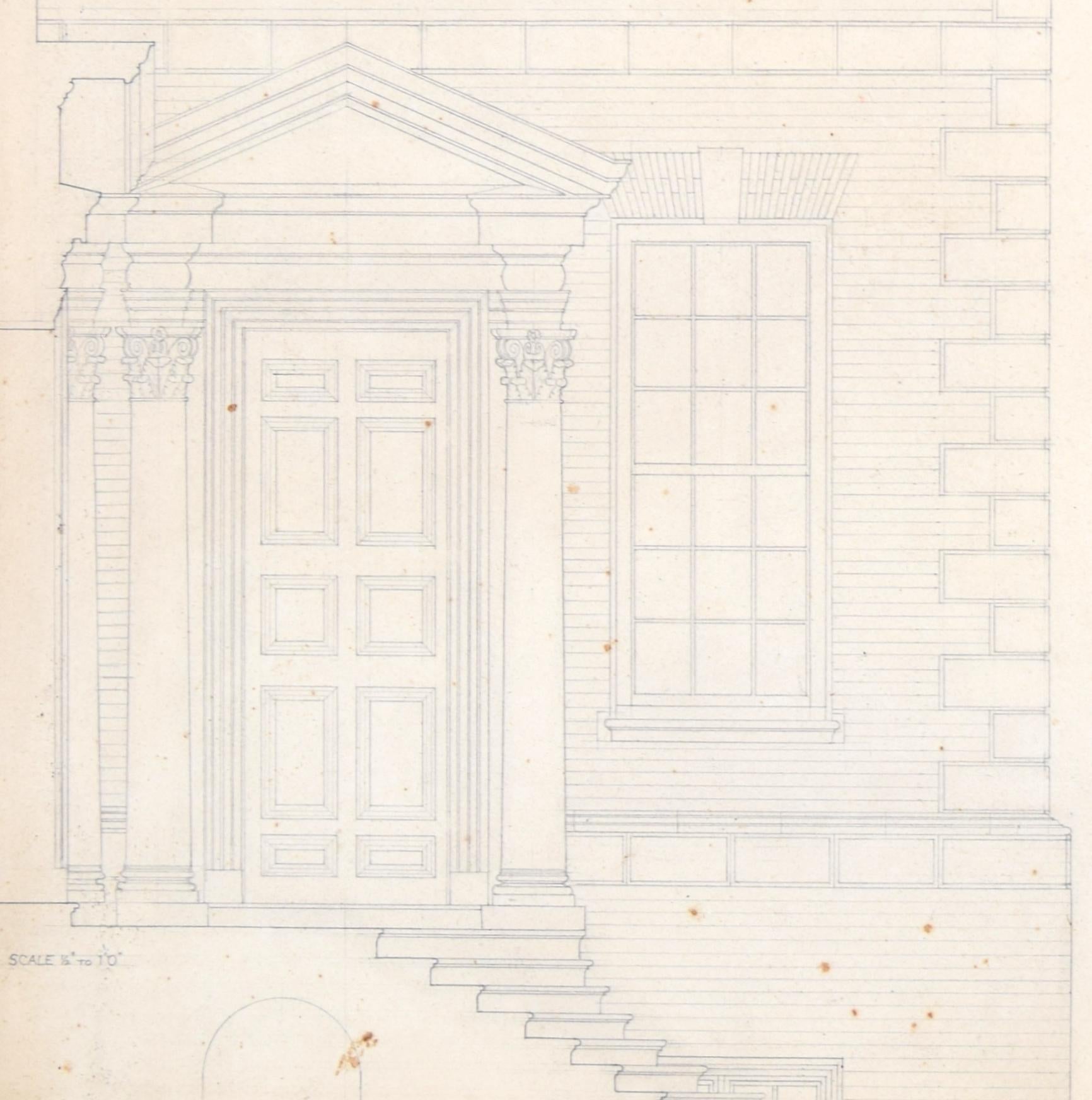 Puslinch House, Devon architectural drawing by S Clapham For Sale 1