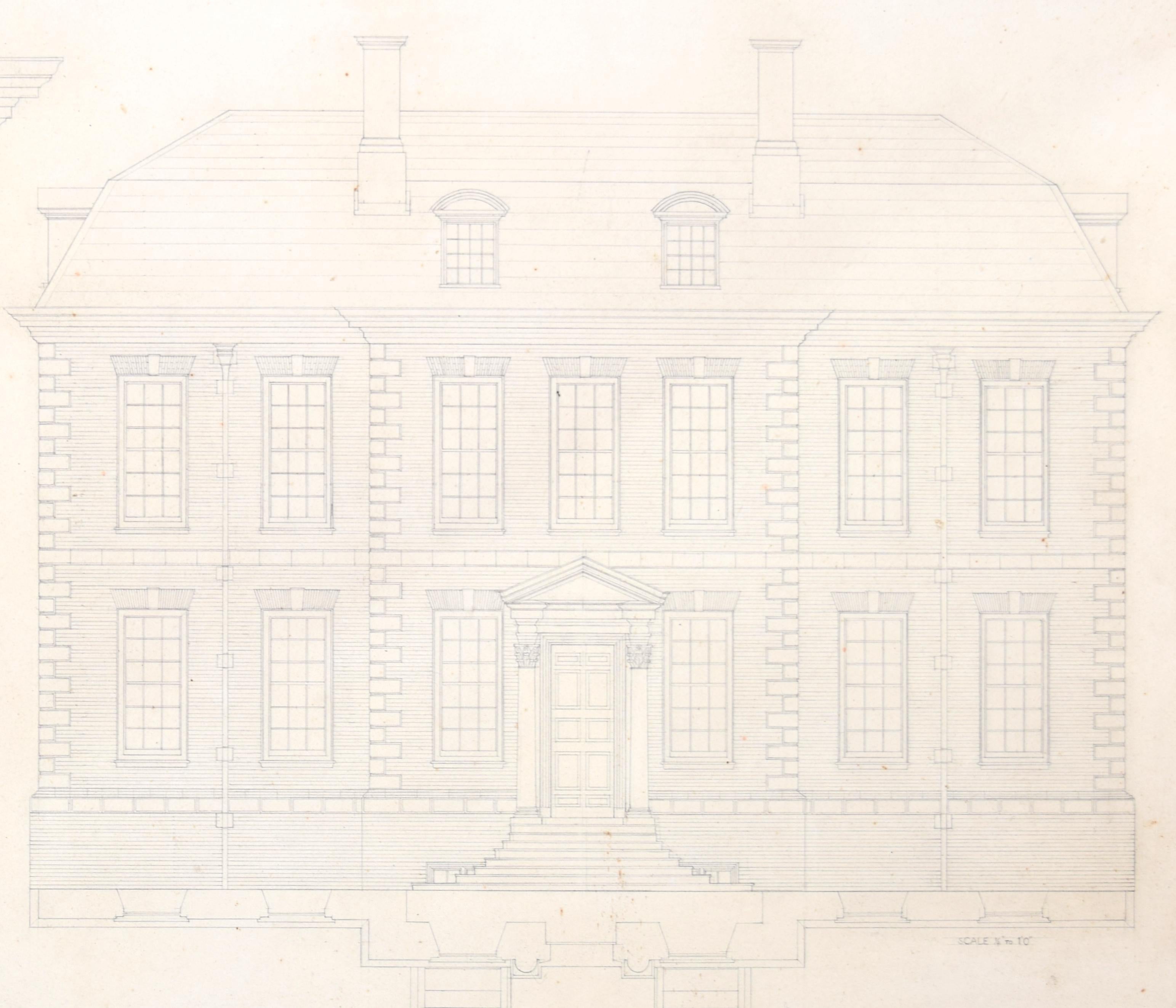 Puslinch House, Devon architectural drawing by S Clapham For Sale 2