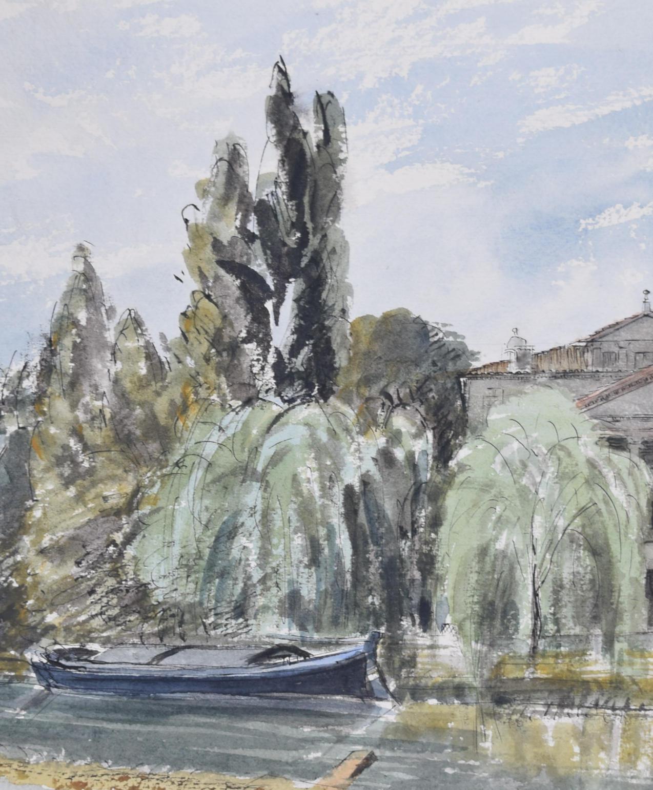 Villa Foscari Malcontenta, Venice, Italy watercolour by Karl Hagedorn  For Sale 2