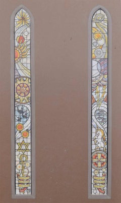 Vintage St Peter’s Church, Martindale, Watercolour Benedicite Window Designs, Jane Gray