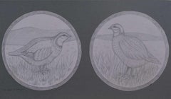 Retro Game Bird Pencil Designs for Stained Glass Roundels by Jane Gray