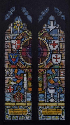 St. Michael & All Angels Kirche, geschnitzte Arme, Aquarellglasdesign, Jane Gray