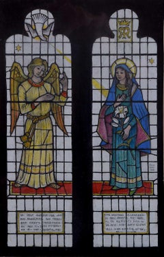 Vintage St Mary the Virgin, Tenterden, Watercolour Stained Glass Design, Jane Gray