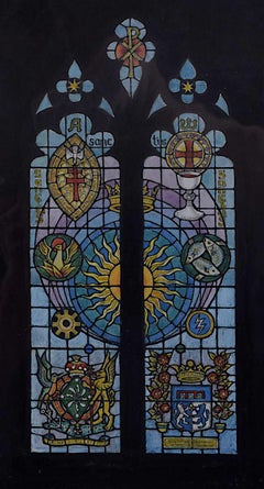 Writtle Church, Essex, Watercolour Stained Glass Window Design, Jane Gray