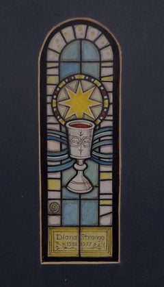 Used St Nicholas Church, Worth Matravers, Watercolour Stained Glass Design, Jane Gray