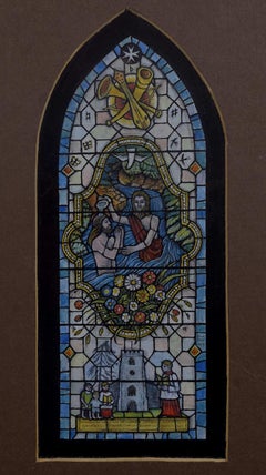 St John’s Church, Broughton, Watercolour Stained Glass Window Design, Jane Gray 