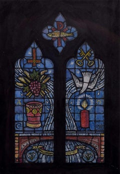 St Peter’s Church, Cound, Watercolour Stained Glass Window Design, Jane Gray