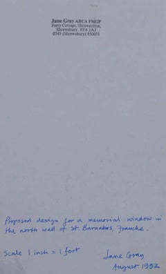 St Barnabas Church, Franche, Watercolour Stained Glass Window Design, Jane Gray