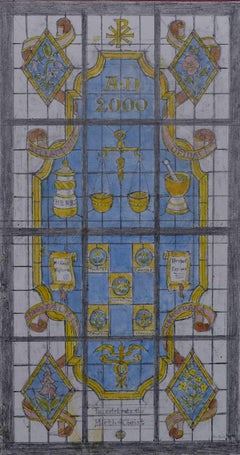 Retro The Worshipful Society of Apothecaries, Watercolour Window Design, Jane Gray