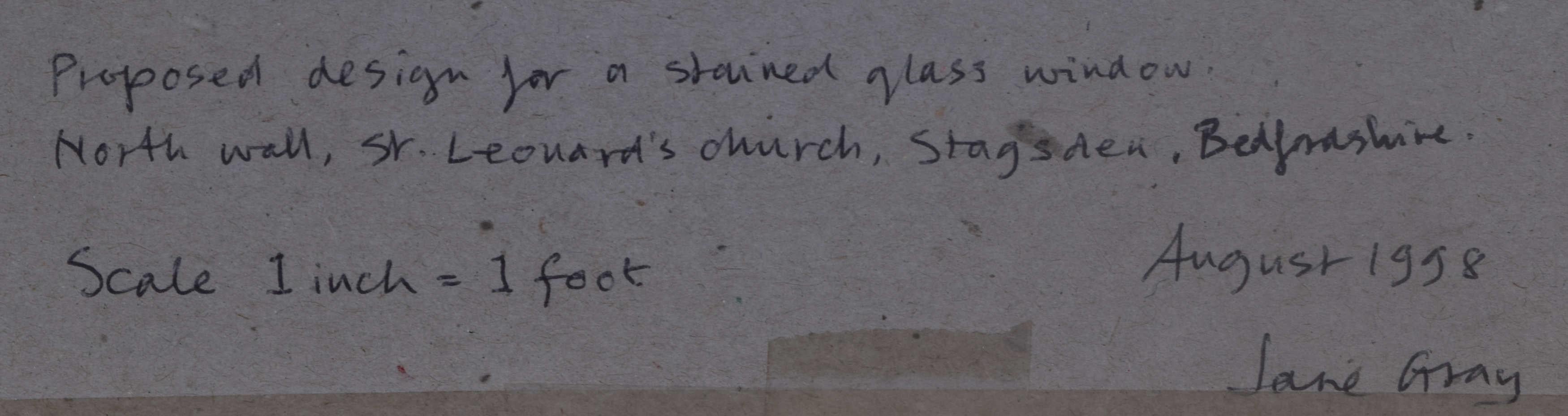 St. Leonards Kirche, Stagsden, Aquarell-Glasfensterdesign, Jane Gray im Angebot 1