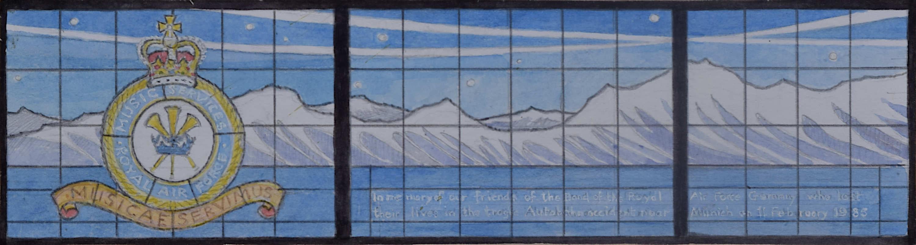 We acquired a series of watercolour stained glass designs from Jane Gray's studio. To find more scroll down to "More from this Seller" and below it click on "See all from this seller." 

Jane Gray (b.1931)
Stained Glass Design
Watercolour
6 x 22.5