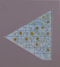 Conception florale à l'aquarelle pour vitrail, Jane Gray