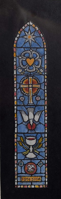 Christ Church, Bicton, dessin de fenêtre en verre teinté à l'aquarelle, Jane Gray