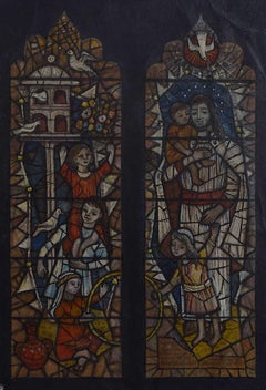 Used Framfield Church, Uckfield, Watercolour Stained Glass Window Design, Jane Gray