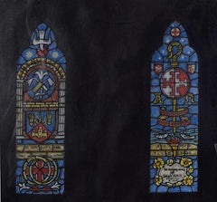 Vintage St Catherine’s Church, Penrith, Watercolour Stained Glass Design, Jane Gray