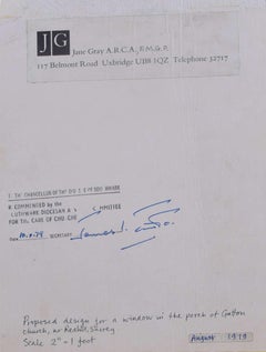 Gatton Church, nr Redhill, Watercolour Stained Glass Window Design, Jane Gray