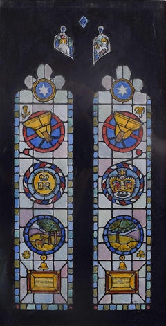 église St Giles, Bradford on Tone, conception de vitraux à l'aquarelle, Jane Gray