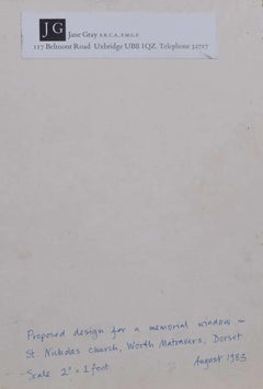 St Nicholas Church, Worth Matravers, Watercolour Stained Glass Design, Jane Gray