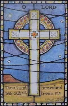 Chapelle de l'hôpital Warrington, dessin de fenêtre en verre teinté à l'aquarelle, Jane Gray