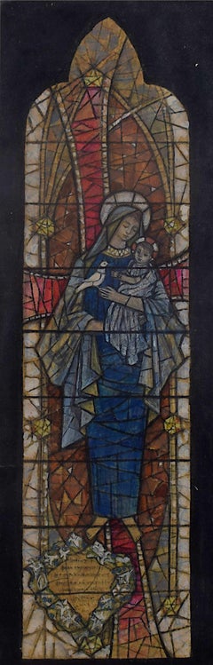 Design à l'aquarelle pour un vitrail commémoratif dans une église, Jane Gray