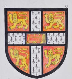 Cambridge University Arms, Watercolour Stained Glass Design, Jane Gray