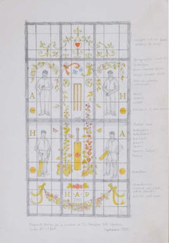 Harold Pinter and Antonia Fraser Stained Glass Window Design by Jane Gray