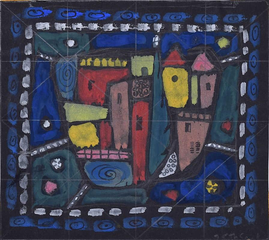 We acquired a series of works from Jane Gray's studio. To find more scroll down to "More from this Seller" and below it click on "See all from this seller." 

Jane Gray (b.1931)
Mosaic Design
Watercolour
11 x 12.5 cm
Provenance: the artist's studio