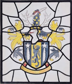 Retro Gilmour Coat of Arms, Watercolour Stained Glass Design, Jane Gray