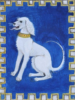 White Dog Gouache Painting by Jane Gray