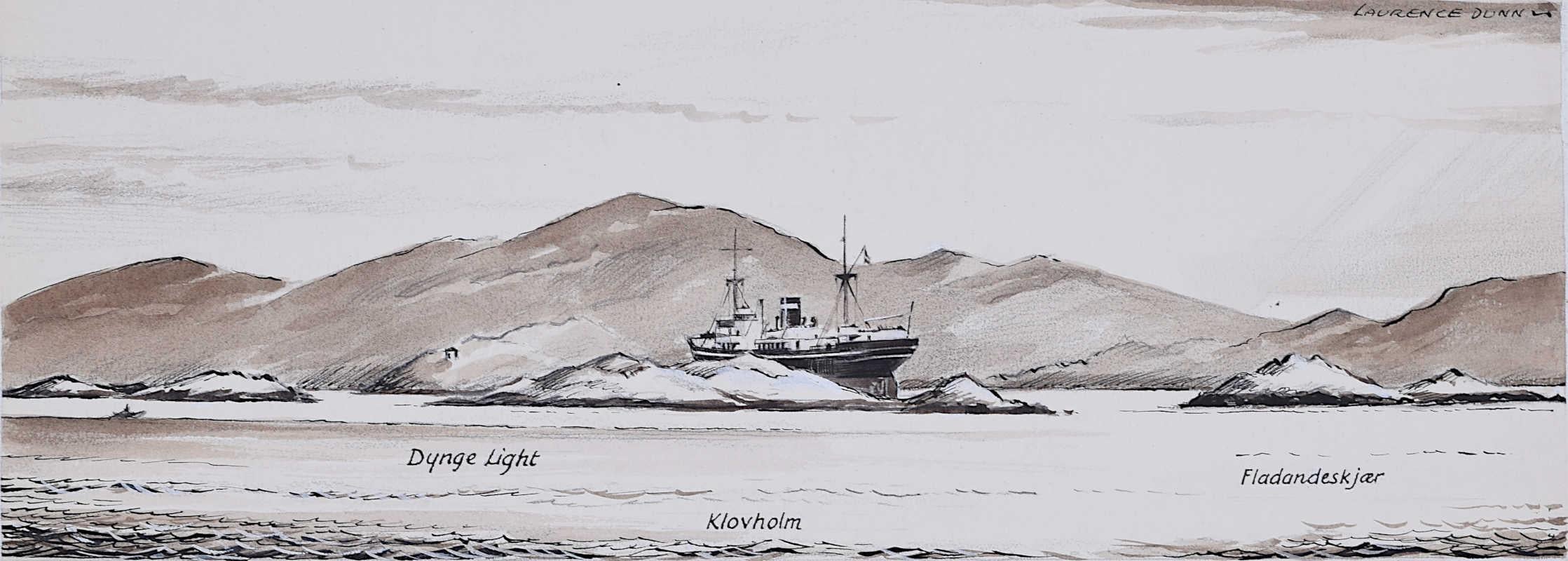The Stranded Astoria 4454, Watercolour Painting by Lawrence Dunn