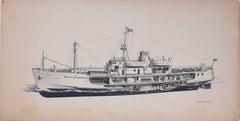 Scillonian, Isles of Scilly Ferry, Ink Drawing by Laurence Dunn